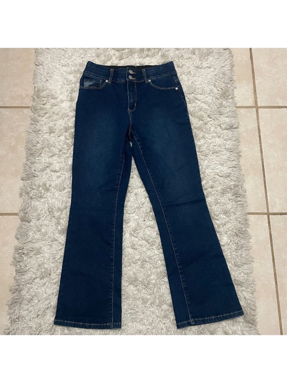 Indigo Poppy Womens Bootcut Jeans Size 6P Dark Wash Stretch Denim Cotton Blend